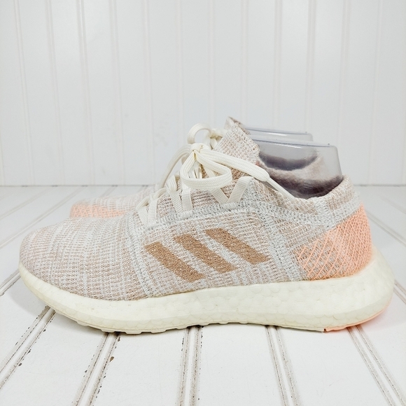 adidas Pureboost Go Gray Orange Athleisure Running Sneakers A66 - Picture 1 of 12